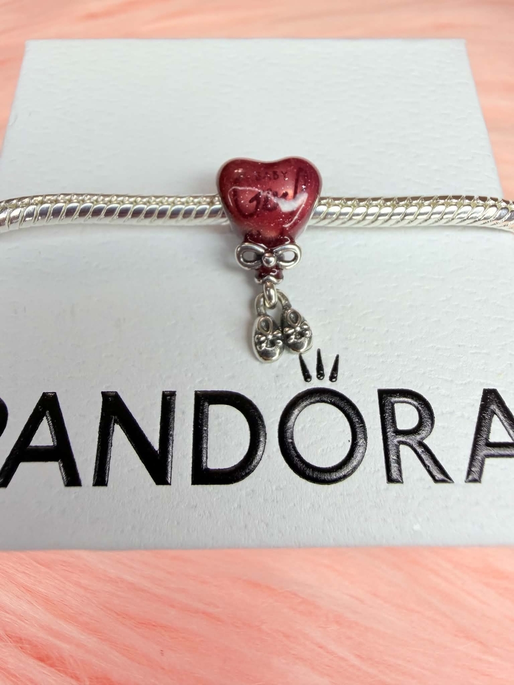 Pandora Red Heart & Bow Dangle Charm Bracelet